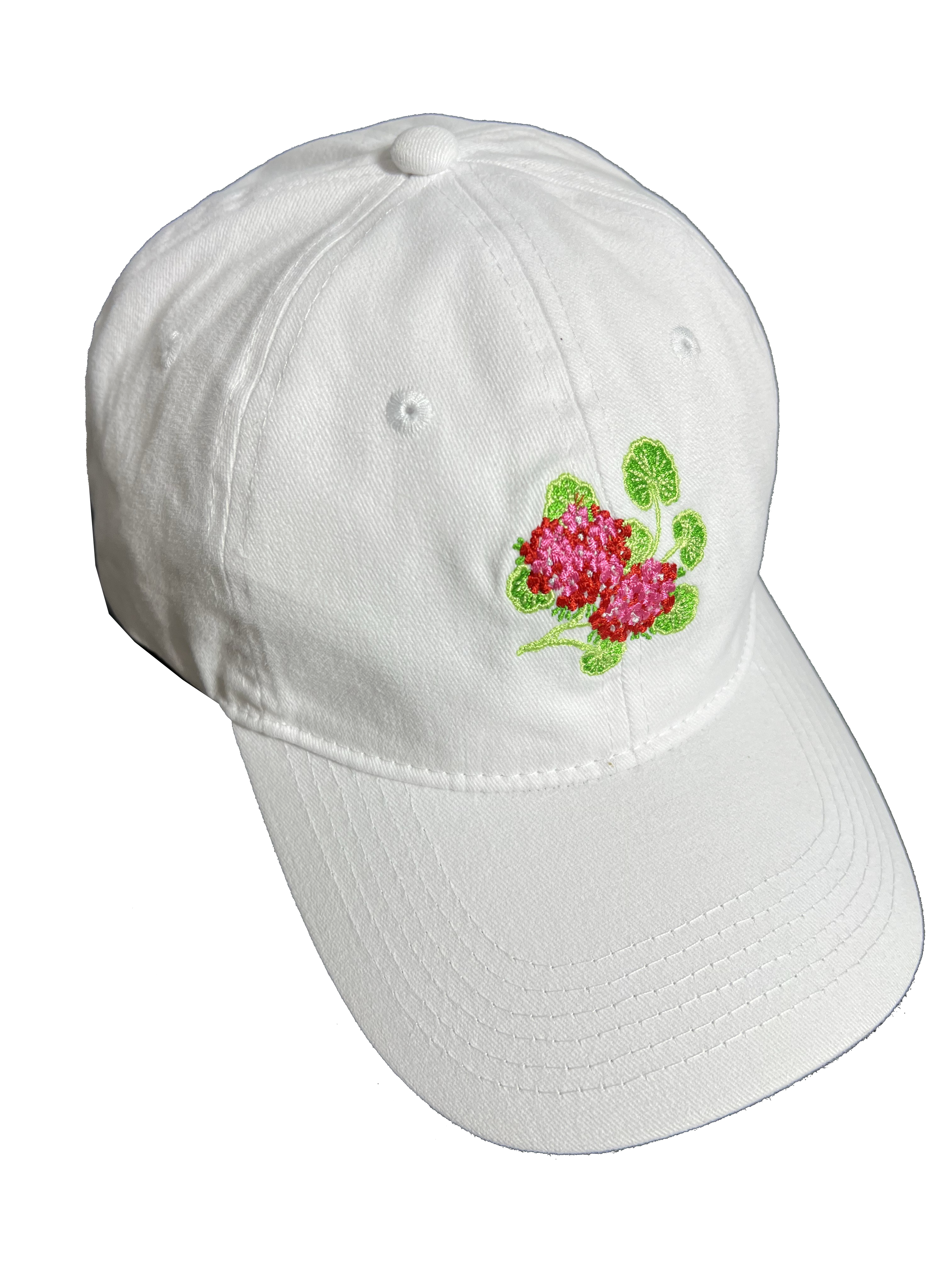 Grand Geranium Embroidered Cap