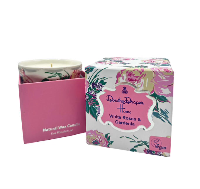 Princess Grace Rose Porcelain Candle - White Roses & Gardenia